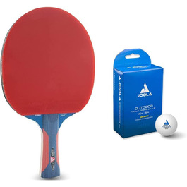 Ракетки для настільного тенісу JOOLA Rosskopf Junior Pro схвалені ITTF дитячі ракетки для настільного тенісу 5 зірок, ручка синя / червона, товщина губки 1,8 мм (комплект з кульками для настільного тенісу, 12 шт., білий)