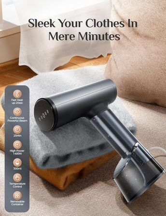 Портативний відпарювач для одягу Mioduro: швидке нагрівання, 1400 Вт, великий резервуар 300 мл