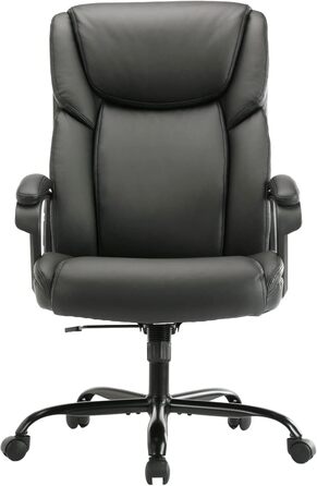 Офісний крісло AONELAS ZUNMOS з високою спинкою, регульоване по висоті та поворотне, з підтримкою попереку, шкіра, чорний