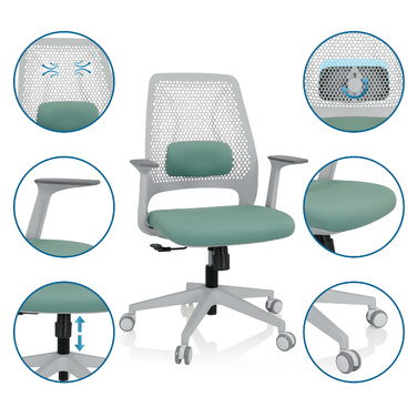 Офісне крісло PARFERIO W з тканини м'ятно-зеленого кольору hjh OFFICE