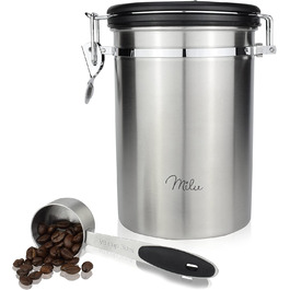 Кавова банка Milu герметична / 500 г, 700 г / контейнер для кавових зерен з нержавіючої сталі Вакуумна кавова коробка з кавовою ложкою (500 г) (нержавіюча сталь, 700 г)