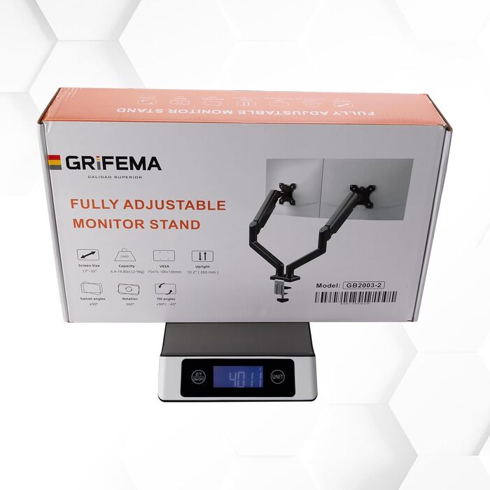 Підставка для монітора GRIFEMA Dual Arm - 2 монітори, 13-32 дюйми, регулювання висоти, поворот, VESA 75x75/100x100, до 9 кг