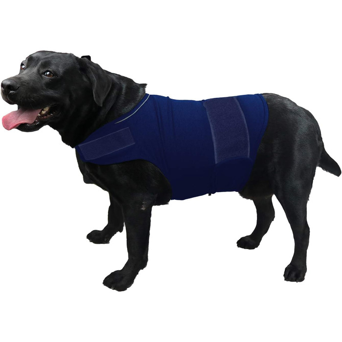 Зручна собача шуба каттамао для зняття занепокоєння, заспокійливий жилет, сорочка Доннер, куртка для собак S, M, L, XL (X-Large (1 комплект), темно-синього кольору)
