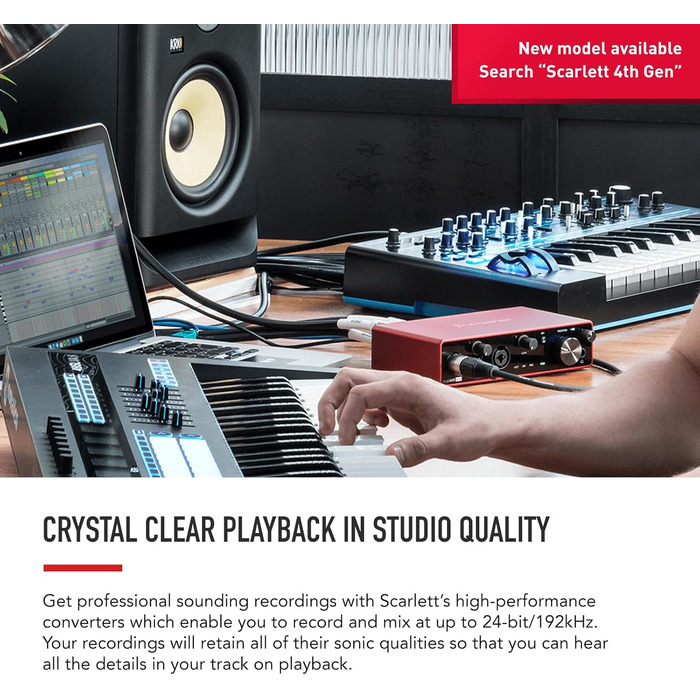 Аудіоінтерфейс Focusrite Scarlett 4i4 3-го покоління з USB для гітаристів, вокалістів та продюсерів. Професійний звук та програмне забезпечення для запису