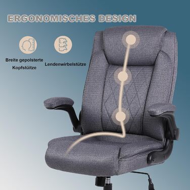 Офісний крісло Flysky з високою спинкою, регульованою висотою та підголівником. Зручний офісний крісло для керівника (сірий)