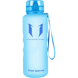 Пляшка для пиття Super Sparrow-герметична пляшка для води об'ємом 1,5 л-спортивна пляшка без бісфенолу А / Школа, спорт, вода, велосипед (2-матово-синій)
