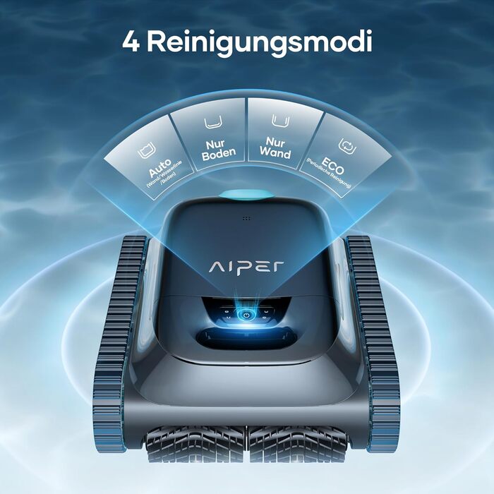 Робот-пилосос для басейну AIPER Scuba S1, очищення дна та стін, водолінія, ультраточний фільтр 3 мкм, акумулятор 180 хв, потужність 15900 л/год, керування через додаток, для вбудованих басейнів