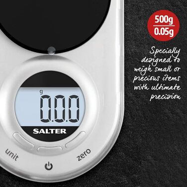 Цифрові кишенькові ваги Salter 1260 SVDRA Micro, надзвичайно точні до 0,05 г, стриманий компактний дизайн, електронні прецизійні ваги для кухні, ювелірні вироби, спеції, монети, золоті ваги, функція тари Цифрова мікроточна шкала