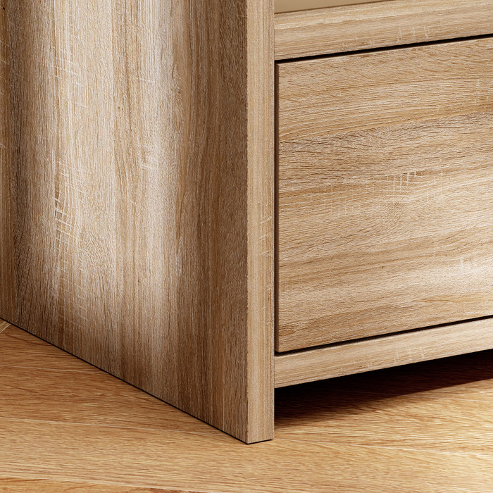 Приліжкова тумбочка з місцем для зберігання, виготовлена з ДСП, з фіксацією від перекидання, сучасний дизайн, натуральне дерево.