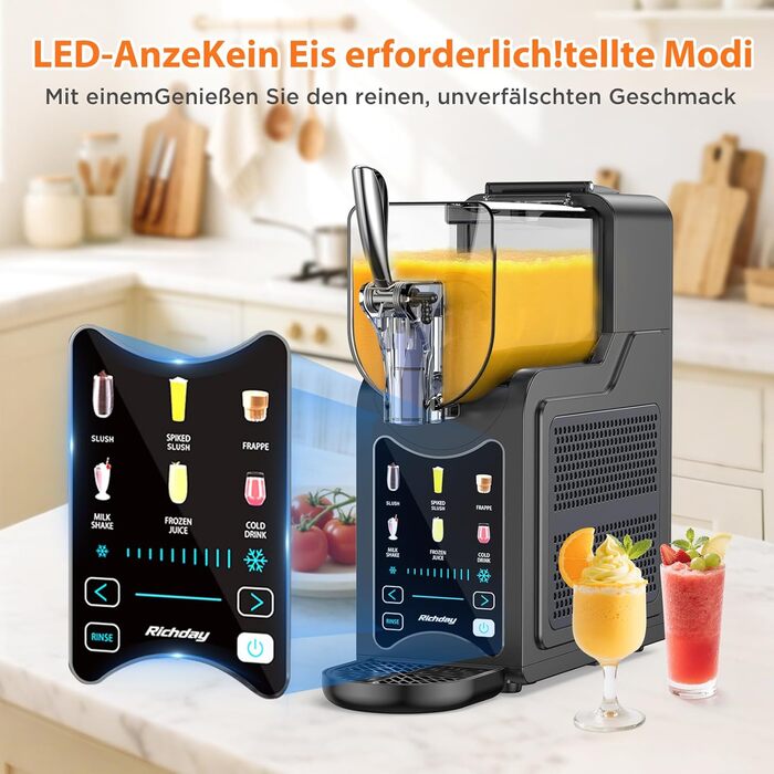 Машина для приготування сляш та коктейлів Richday SL-3025: 2л, 6 програм, LED дисплей, WhisperChill