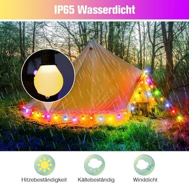 LED гірлянда B-right 12.5м RGB з пультом, IP65, 20 G40 лампочки для декору приміщень та вулиці, на Різдво, Хелловін, балкон, дитячу кімнату, сад