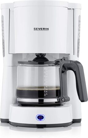 Кавоварка типу SEVERIN' зі скляним глечиком, ароматна, швидка та тиха кава з кавоваркою на 10 чашок, кавоварка з фільтром, KA 4815, 33.8 (білий)