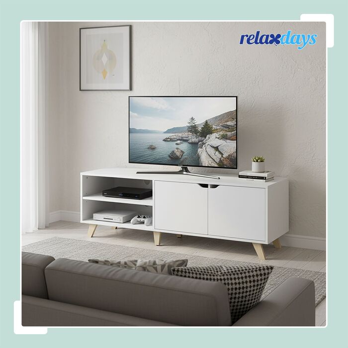 ТВ-тумба Relaxdays з металевим каркасом та 6 відділеннями