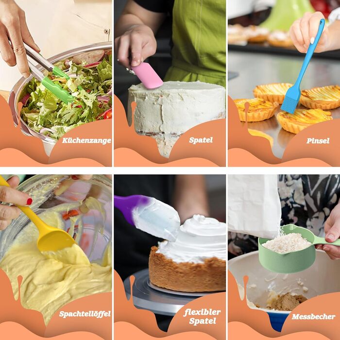 Набір мисок для приготування їжі з нержавіючої сталі (6 шт.) з кришками та силіконовим дном, набір терок, 6.6/3.8/2.4/1.9/1.4/0.6 л - кольорові