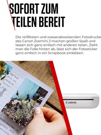 Canon Zoemini 2 Perlweiß: Міні-фотопринтер для смартфонів та планшетів | Модель для подорожей | Комплект друку