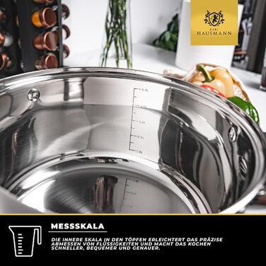 Нержавіюча каструля Karl Hausmann 6L з кришкою (26 см) - для всіх плит, включаючи індукційні