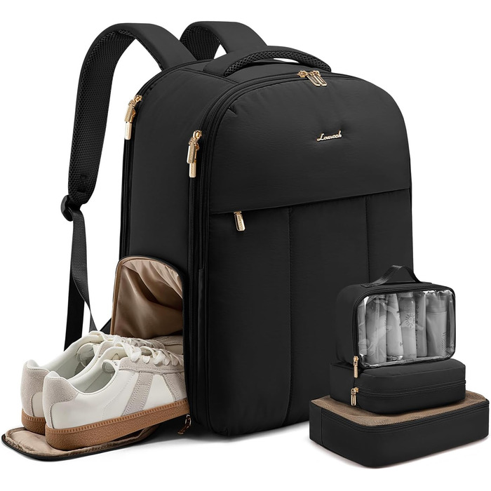 Чорний жіночий рюкзак LOVEVOOK 40L для подорожей з відділенням для ноутбука 17