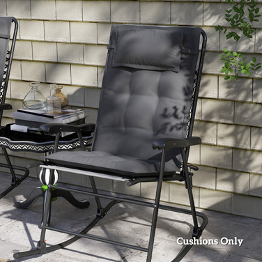 Набір з 2 подушок для шезлонга, водовідштовхувальні, розміром 50x116x5 см, темно-сірого кольору. Підходить для садових шезлонгів.