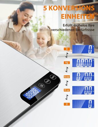 Цифрова кухонна вага з двома платформами, 15 кг, 7 одиниць вимірювання, LCD дисплей, функція тарування, прецизійна вага для випічки, приготування їжі, подвійна вага (срібна)