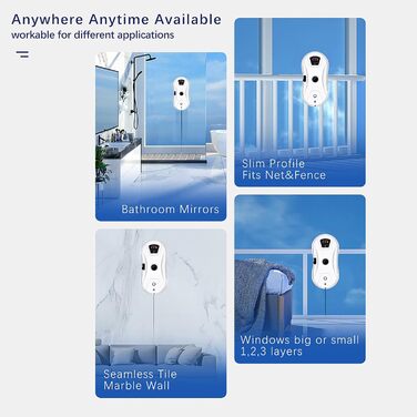 Робот для миття вікон 5600Pa з автоматичним подачею води, для внутрішніх та зовнішніх вікон, з інтелектуальною системою розпізнавання країв, 10 шматків мікрофібри