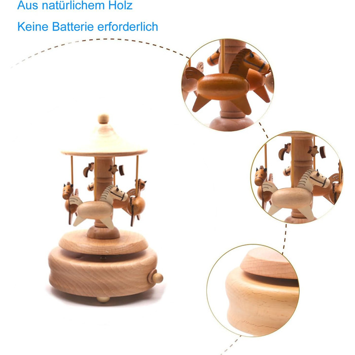 Карусельна музична шкатулка ре мажор канон, дерев'яна іграшка