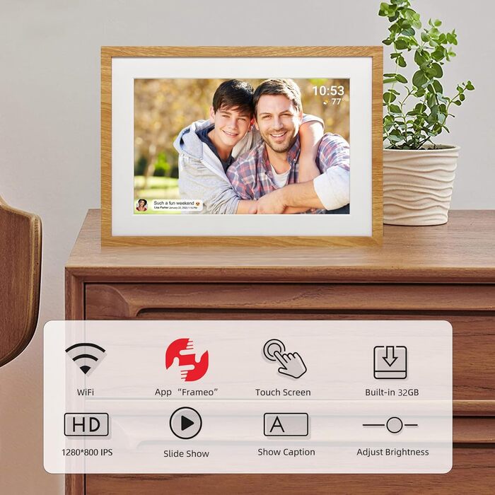 Цифровий фоторамка Frameo з Wi-Fi, 10.1 дюйма, 32GB, сенсорний екран, автоповорот, сумісність з додатком Frameo