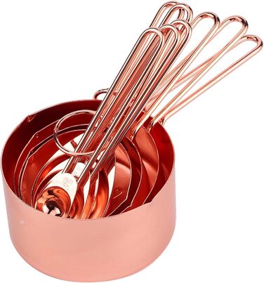 Набір мірних глечиків і ложок з 8 предметів, сталь, пряжка, кухонне приладдя (рожеве золото)