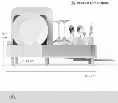 Сушарка для посуду висувна з нержавіючої сталі біла | сучасний мінімалістичний дизайн