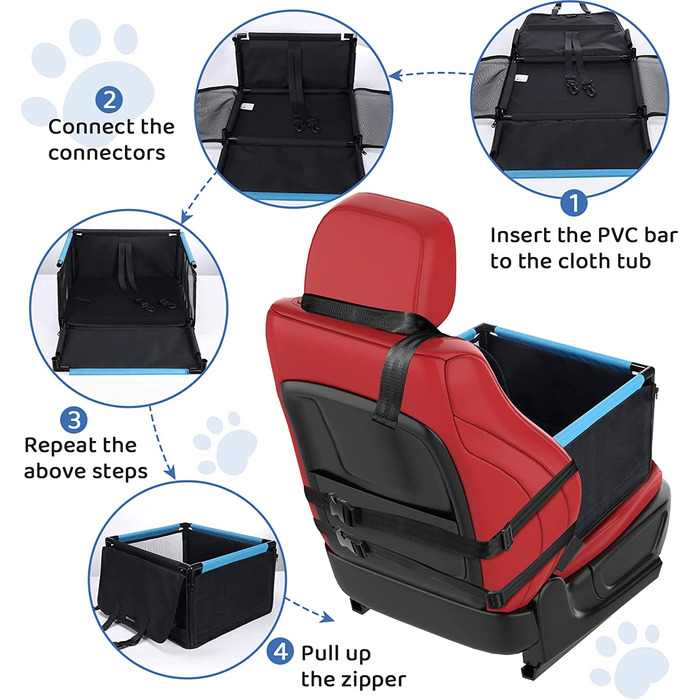 Автокрісло для собак KYG, заднє сидіння для собак для маленьких і середніх собак міцне, двостороння подушка, два ременя безпеки, що миється, автокрісло для собак, автокрісло для собак, автомобільний кошик для собак