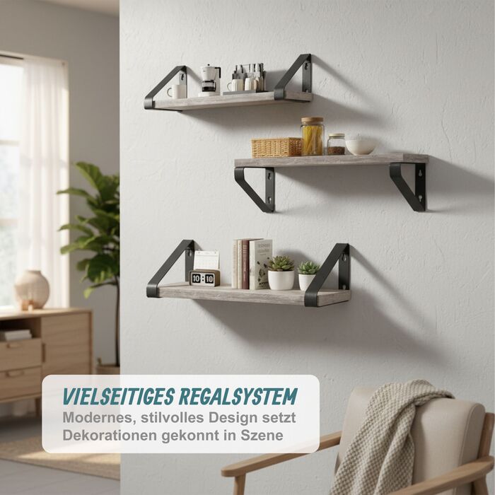 Набір полиць для стін Relaxdays (3 розміри)