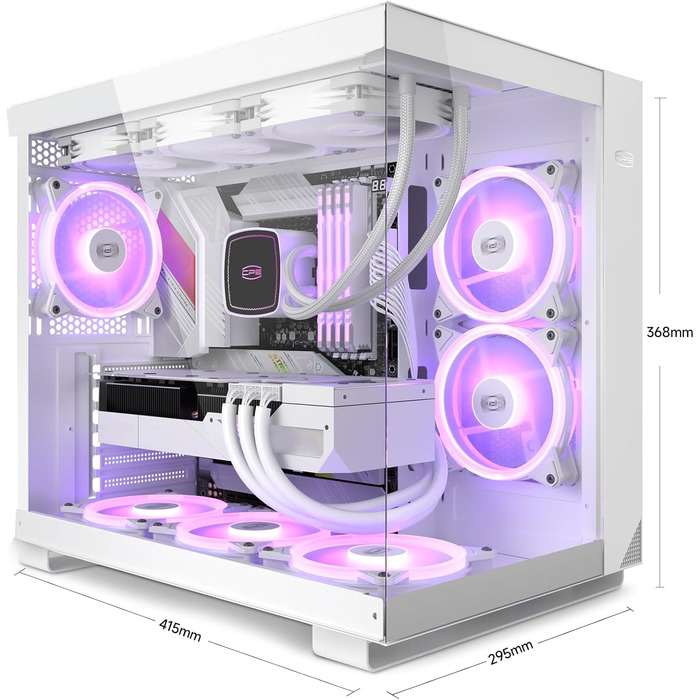 Комп'ютерний корпус ATX PCCOOLER C3T500 ARGB, 6 вентиляторів 120 мм, скляні панелі, безрамний дизайн, сумісний з RTX 40 серією, білий