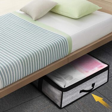 Комод під ліжком об'ємом 90 л, складна сумка для зберігання під ліжком, під ліжком, для зберігання одягу з прозорим вікном, для одягу, постільних речей, ковдр, ковдр і подушок, 3 шт. (90 л 2 шт.)