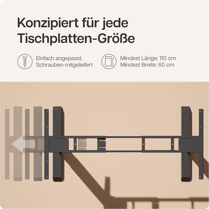 Електричний регульований стіл Desktronic - білий/чорний, з сенсорним керуванням та подвійним мотором