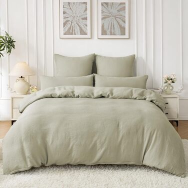 Набір постільної білизни SOULFUL з мусліну 200x200, бавовна, 2 шт. (простирадло 135x200 см, 2 наволочки 80x80 см), з блискавкою, ÖKO-TEX, Небесно-зелений