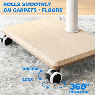 Підставка для телевізора на колесах з полицею, телевізійна тумба, мобільна підставка для телевізора 27-55 дюймів, до 40 кг, VESA 400x400 мм (Бежева)