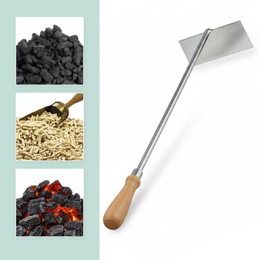 Relaxdays Щітка для попелу з нержавіючої сталі з дерев'яною ручкою