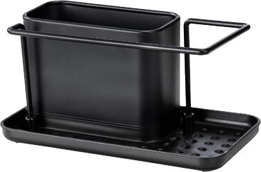 Органайзер для миття посуду WENKO 55078100 Orio, кошик для миття посуду зі знімним піддоном з нержавіючої сталі, міцний пластиковий піддон з дном, розміри (Ш x В X Г) 21 х 10,5 х 12 см, чорний