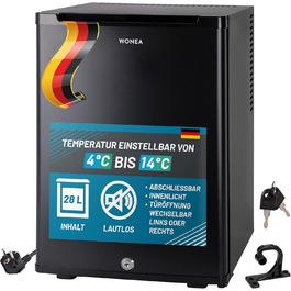 Міні-холодильник 28 літрів: безшумний, з замком, для вина, з підсвіткою, дверцята відкриваються з обох сторін