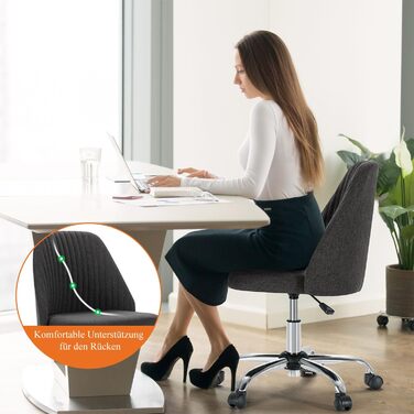 Офісний стілець Refined Living без підлокітників, комп'ютерний стілець на роликах, ергономічний, до 113 кг, темно-сірий