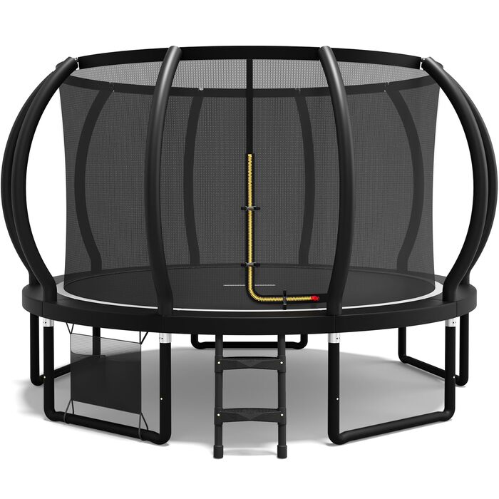 Батут садовий Flamaker Ø366см з захисною сіткою, сталевий каркас, до 150кг, для дітей та дорослих, чорний