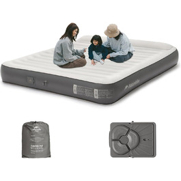 Надувний матрац Naturehike 2 особи з електричним насосом, 200x150x25 см. Самостійно надувний, преміум-якість, для кемпінгу та дому. Колір: коричневий та сірий (з подушками)