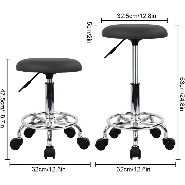 Ергономічний стілець на колесах wkwker зі штучної шкіри стілець на колесах поворотний стілець з регульованою висотою стілець для кухні дизайнерський салон лабораторний офіс масажний стілець (сірий)