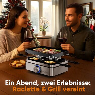 Raclette ProfiCook RG 1301 для 4 осіб | з 4 сковорідками та шпателями | Ракле | 800W