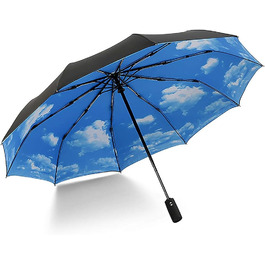 Парасолька Malaxlx Кишенькова парасолька з відкритим закриттям Автоматичний вітрозахисний захист від шторму Компактний легкий Стабільний транспортабельний парасольку для подорожей Небесно-блакитний