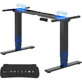 Стол робочий регульований по висоті FLEXISPOT E6, електричний, чорний, 160 кг, USB, пам'ять, LED-дисплей