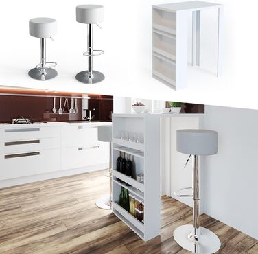 Набір барний стіл та табурети Vicco Bartisch-Set, білий/антрацитовий, 80 x 57 см (2 табурети)
