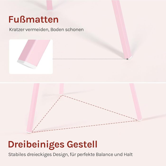 Вільна стійка для одягу WOLTU у формі дерева з полицею та 9 гачками, для одягу, шапок, сумок, біла, металева (рожева)