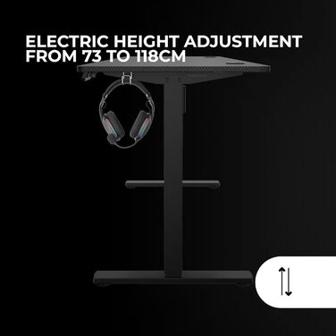 Регульований за висотою стіл Mars Gaming MGD-ERGOPRO, 110x60 см, білий. Ергономічний стіл з карбоновою поверхнею, металевою конструкцією, тримачем для навушників та кабельною організацією.