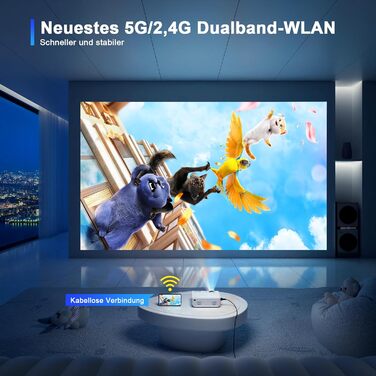 Міні проектор XuanPad A--19000L: WiFi, Bluetooth, 19000 люмен, 1080P HD, для домашнього кінотеатру, сумісний з TV Stick, HDMI, USB, AV, Laptop, iPhone, Android