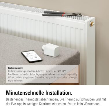 Eve Thermo (Matter, 5-те покоління) - Розумний термостат на радіатор, економія тепла, сумісний з Alexa, Apple Home, Samsung SmartThings, Google Home, Matter